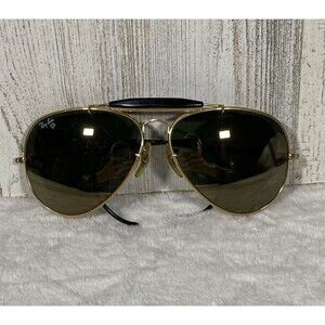 Vintage Ray Ban B&L Diamond Hard Aviator Shooter Sunglasses Gold Frames 62mm